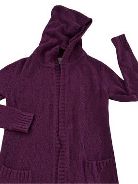 Eddie Bauer Deep Purple Hooded Open-Front Cardigan